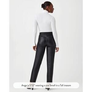 Spanx leather like straight leg pant black sz large